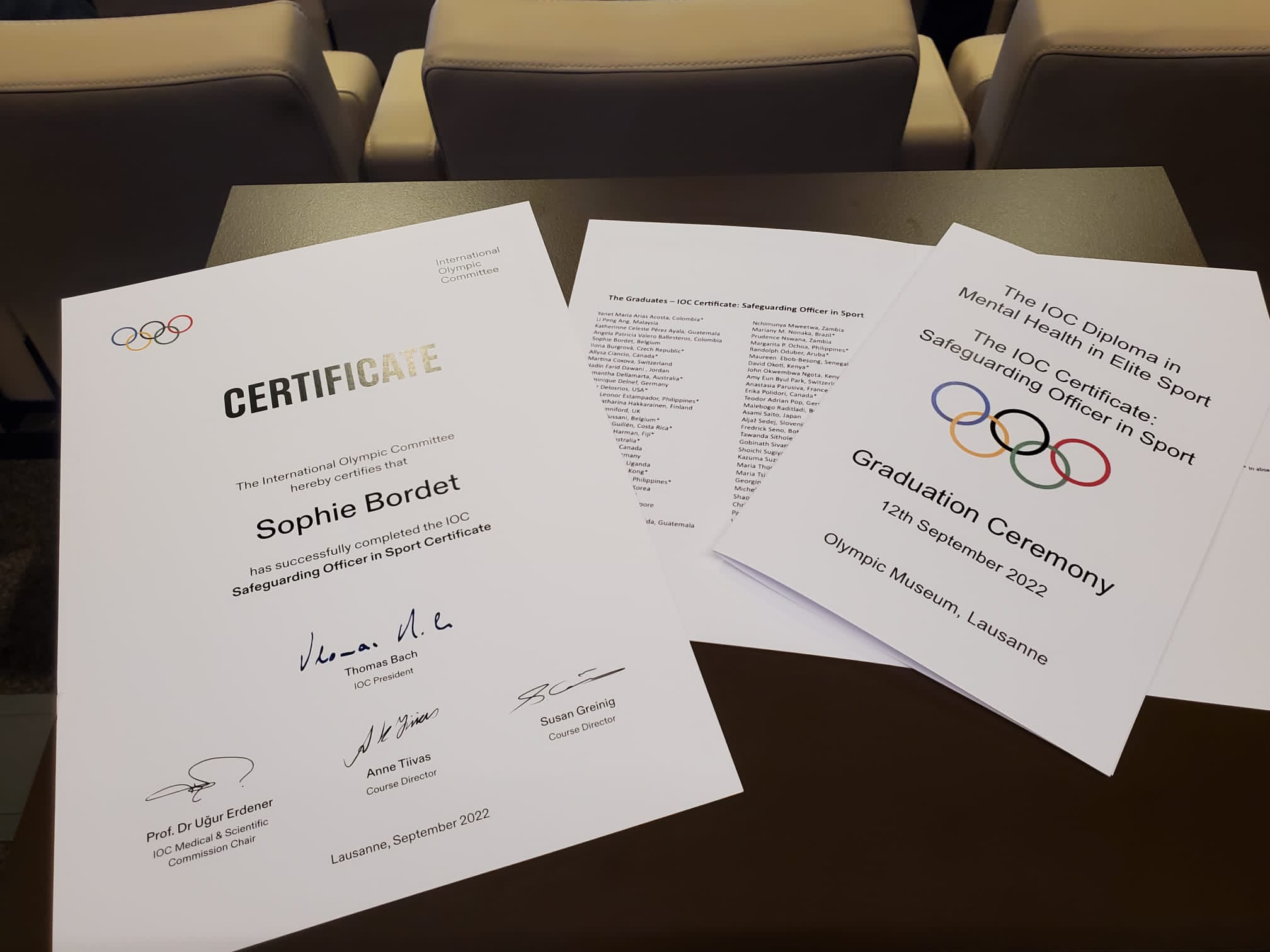 Certification of ISF Security Officer Sophie Bordet IOC
