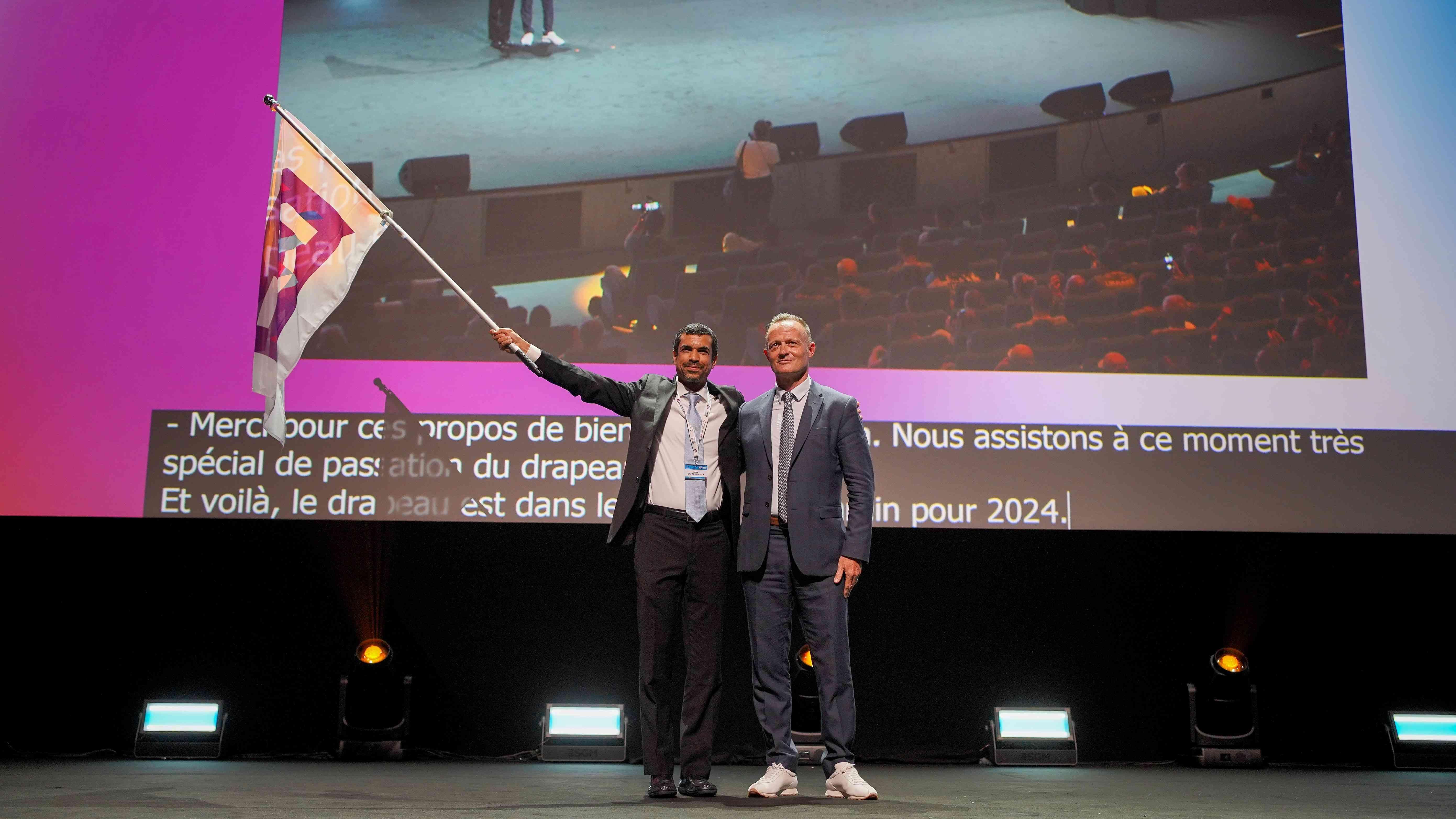 Bahrain 2024 Flag Ceremony.jpg Handing over of the ISF Flag to Bahrain 2024