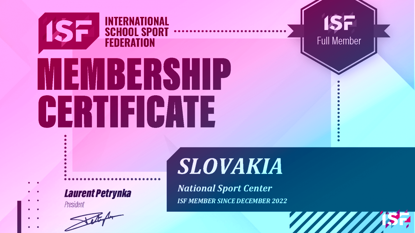 ISF Membership Certificate - Slovakia