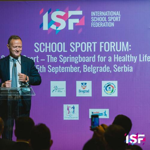 ISF President Laurent Petrynka - ISF School Sport Forum.jpg ISF President Laurent Petrynka - ISF School Sports Forum