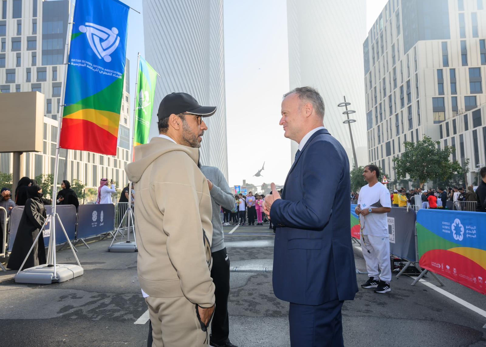 ISF President talks with QSSA President His Excellency Sheikh Khalifa bin Khalid Al-Thani