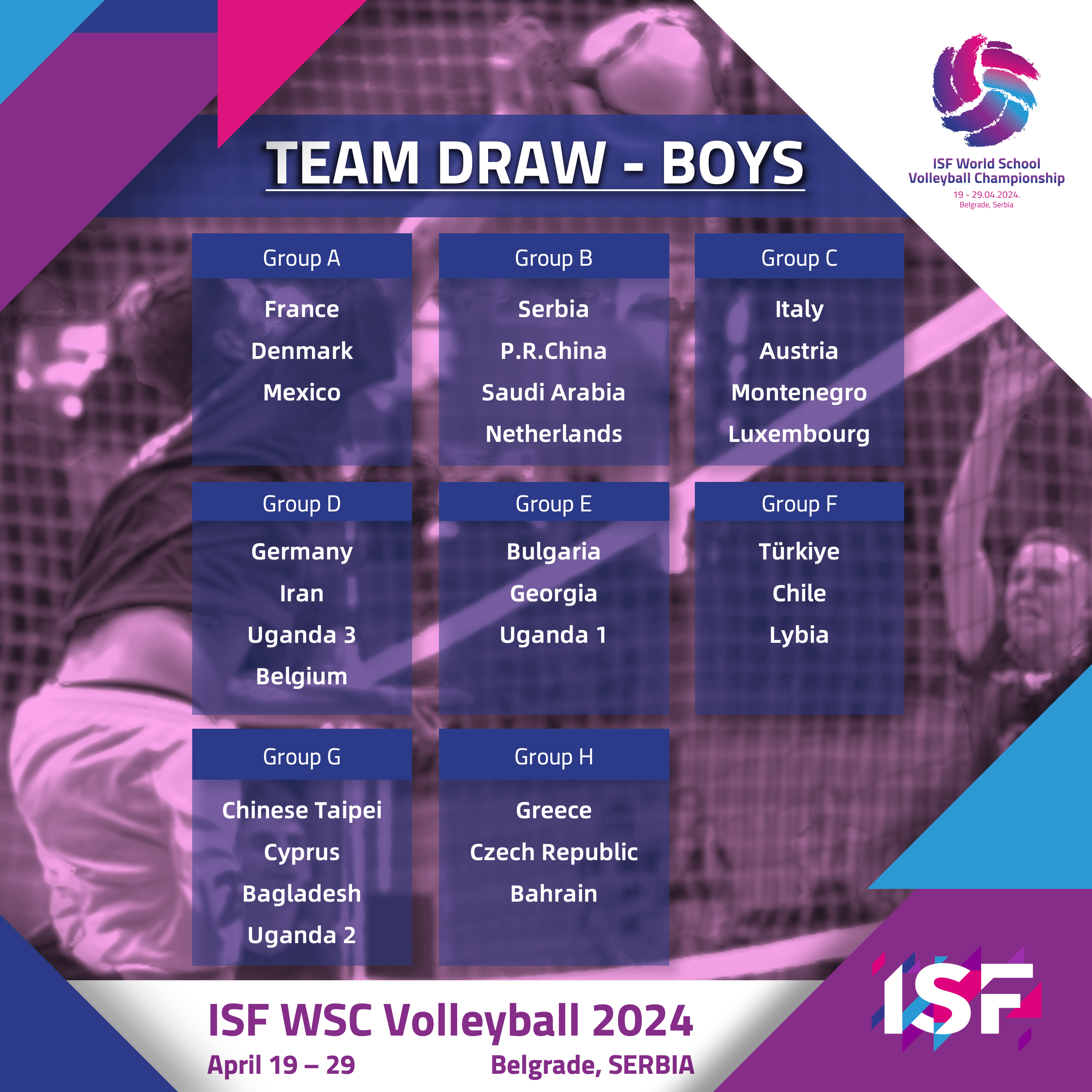 Volleyball 2024 Team Draw Boys