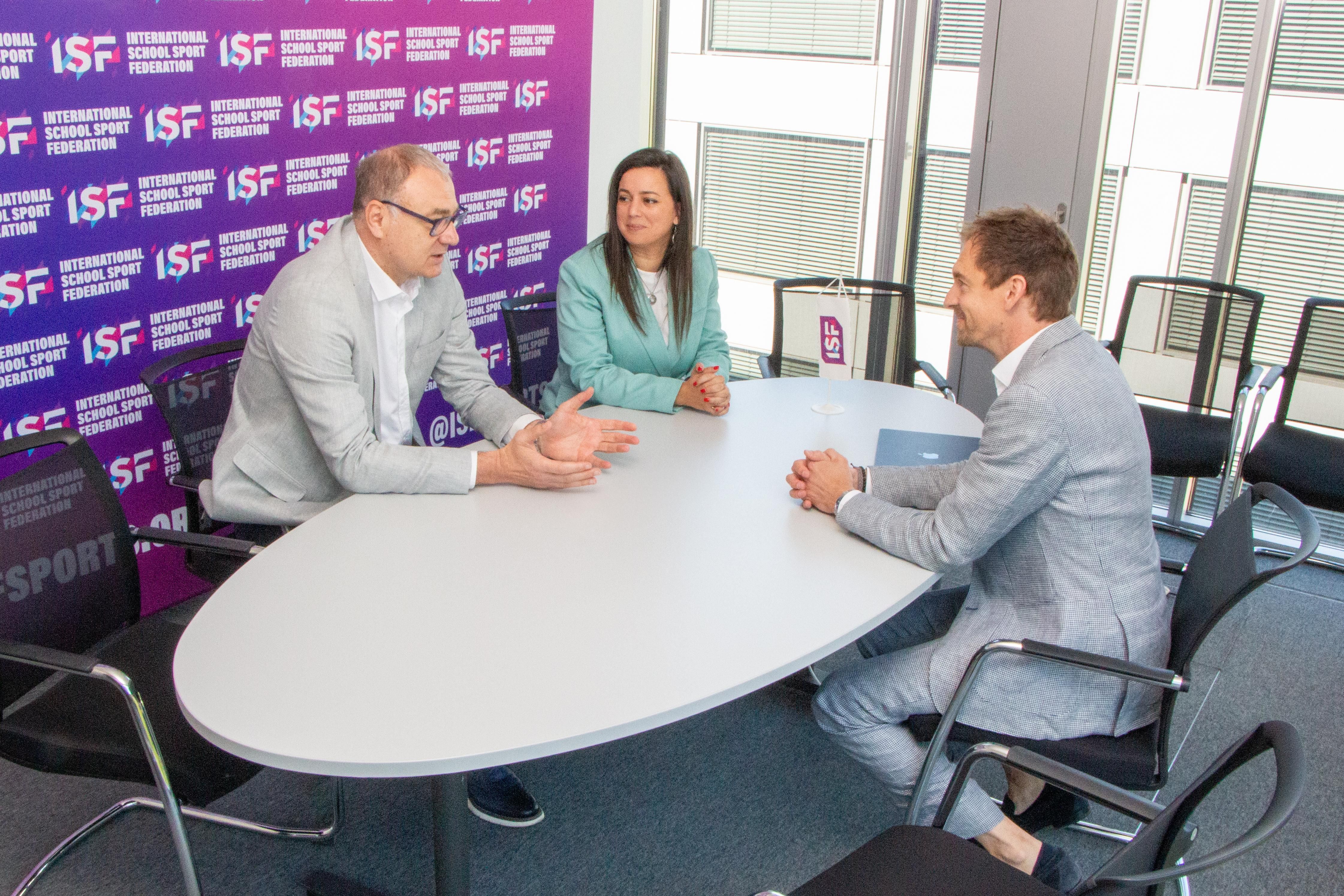 ISF President Zeljko Tanaskovic Executive Director Hasnae El Ayoubi Sebastien Griesmar Director Lausanne Olympic Capital Foundation