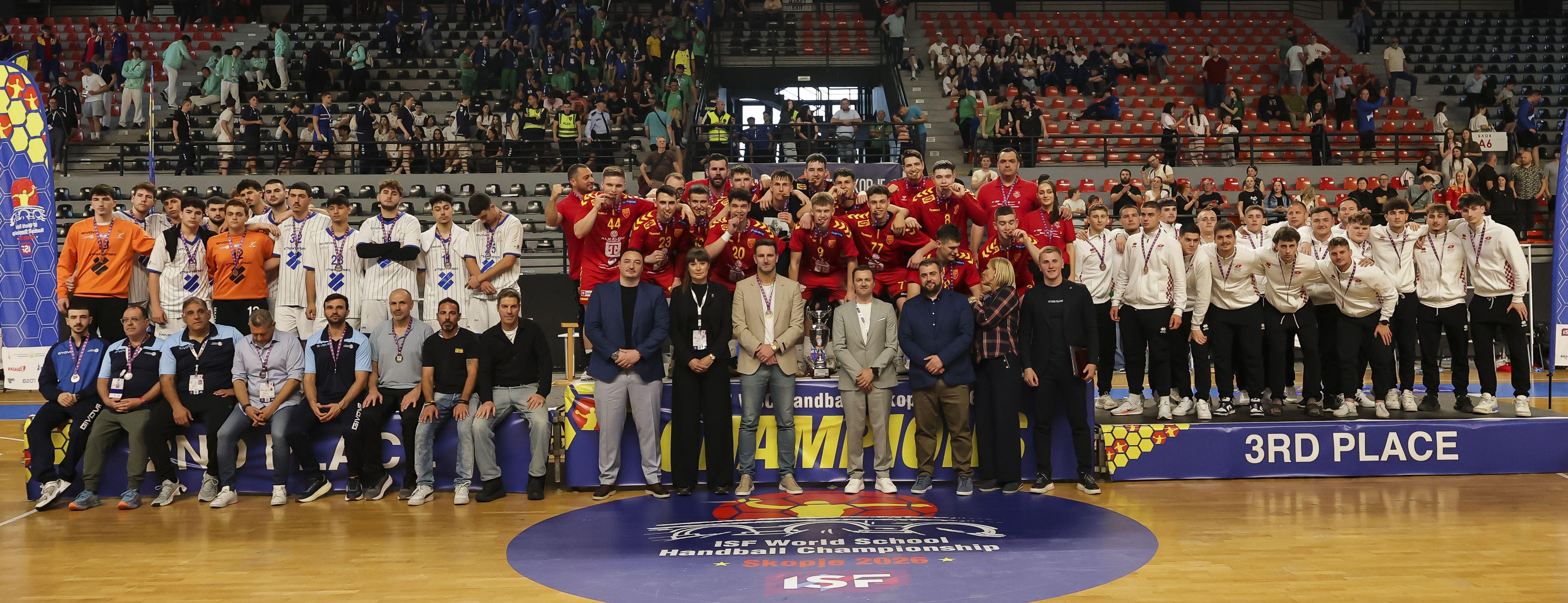 isf wsc handball boys podium 2026 skopje north macedonia